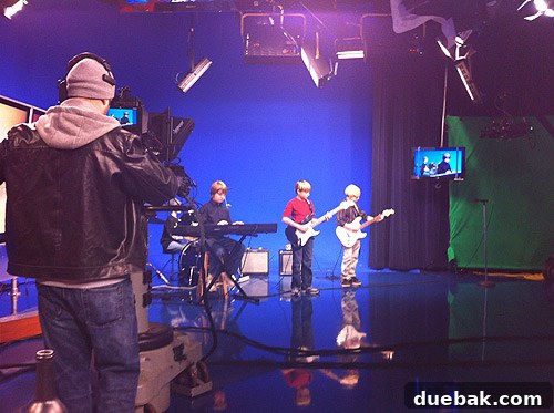 A tween jazz band performing 'Jingle Bell Rock' live on the Virginia This Morning set.