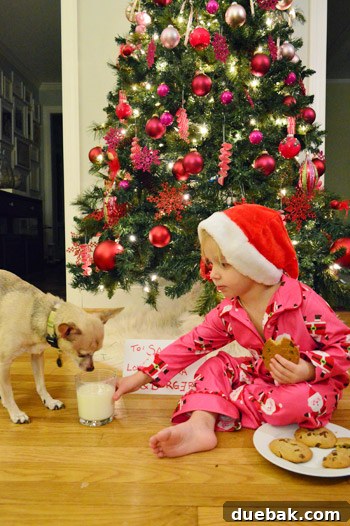Unique DIY Christmas Photo Card Inspiration 3 Clara enjoying cookies during the late-night Christmas card photoshoot