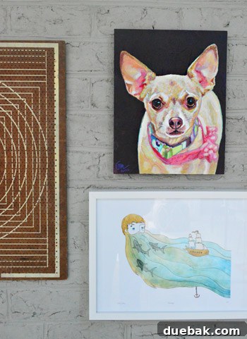Detailed shot of the Burger painting, capturing its striking resemblance to the pet.