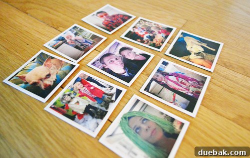 Beyond the App Two Playful Ways to Use Your Instagram Photos 8 Small, square Instagram magnets on a white surface