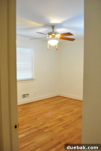 Empty playroom upon moving in, clean and ready for transformation