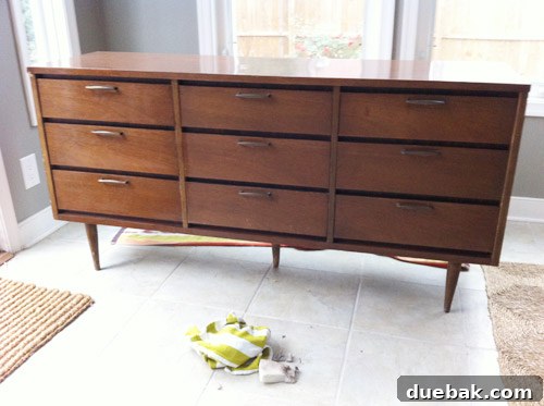 Dresser after Magic Eraser and vinegar cleaning, looking refreshed