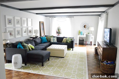 Dresser positioned as a media cabinet in the living room