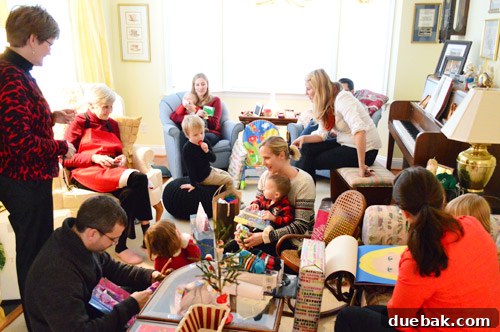 A large family gathered at my parents' house for Christmas lunch and more gift opening