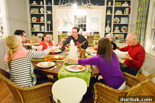 A festive Christmas dinner table setup at our house