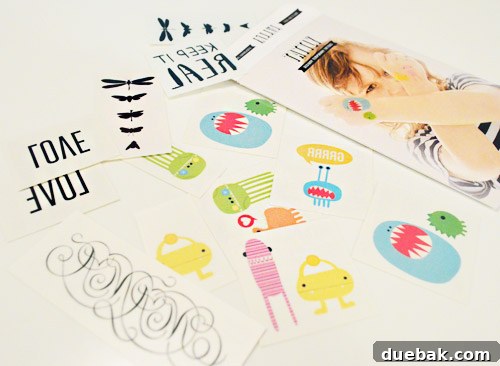 A selection of temporary tattoos from Tattly, a playful gift for Sherry