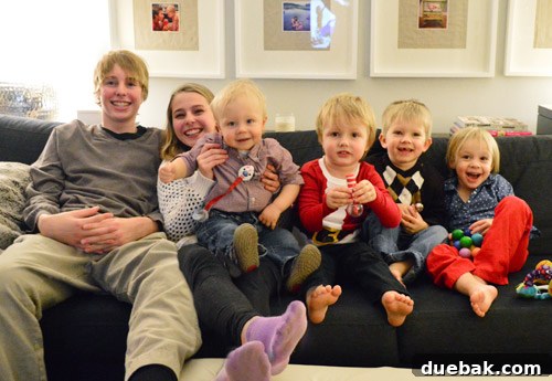 Kids Lined Up on Couch