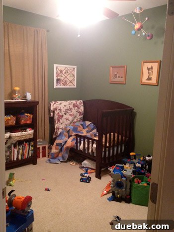 Wallpaper Wonders: A Big Boy's Stylish Sanctuary 2 Before image of a child's bedroom, showing potential for transformation