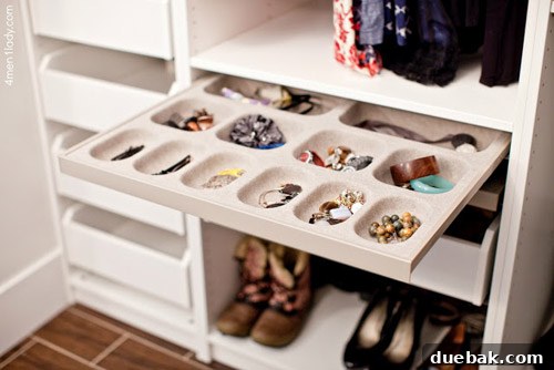 Well-lit and organized closet space, showcasing efficient storage solutions