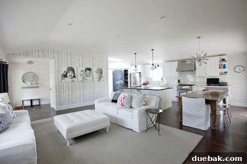 Stylish kitchen island with new countertops and modern stools