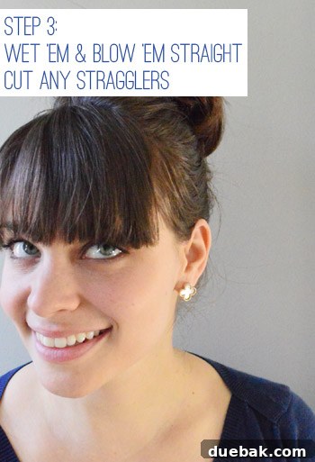 Trimming stragglers after blow-drying bangs