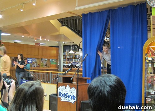 BookPeople bookstore with authors' names on marquee
