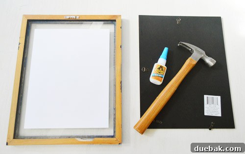 Materials for DIY floating frame: sawtooth hanger and super glue