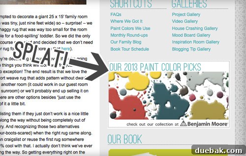 A website sidebar button graphic, inviting users to explore the curated Benjamin Moore paint color collection.