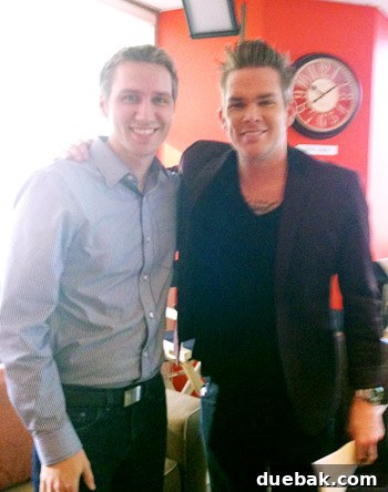 Swapping the Apple for the Peach 13 John, Sherry, and Mark McGrath of Sugar Ray posing in a green room