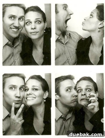 Swapping the Apple for the Peach 16 John and Sherry taking a photobooth picture inside a restaurant restroom