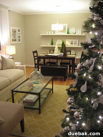 Christmas tree lights sparkling in the living room