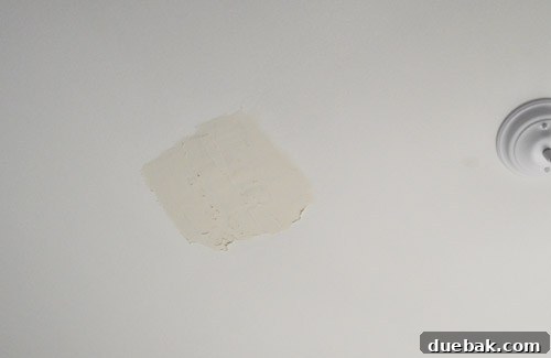 Smart Savings on Electrical Services 12 Demonstration of applying multiple thin coats of spackle for a smooth ceiling finish.