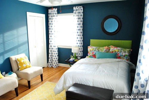 Old mirror above guest room bed