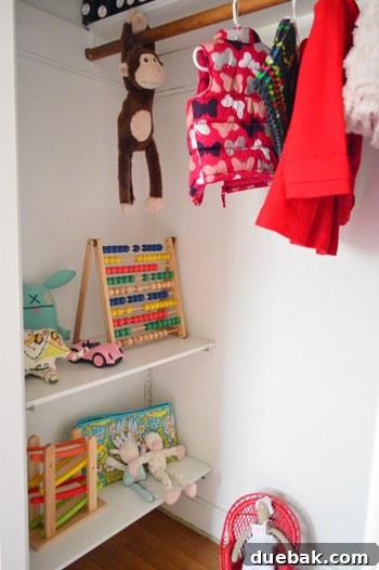 Clara's closet with toys and games