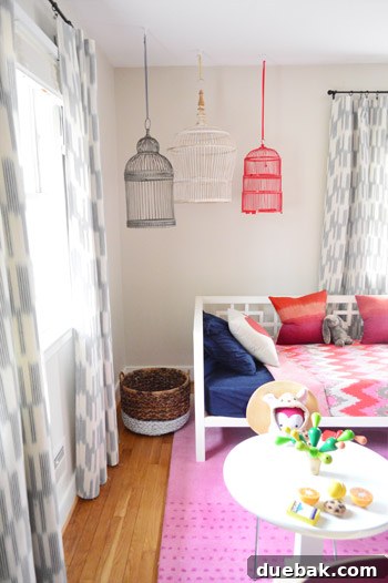 Another perspective of the daybed and baskets