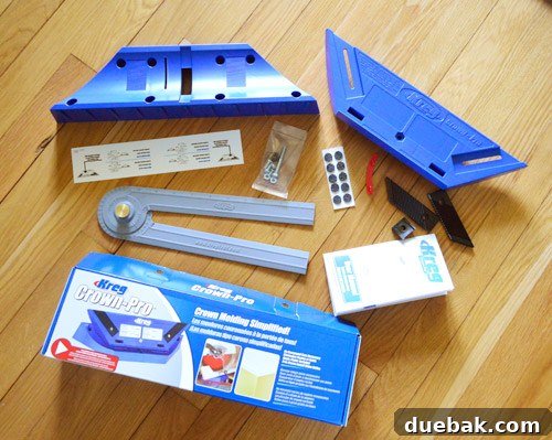 Mastering Crown Molding Installation 5 kreg crown pro box with angle finder and crown cutting platform