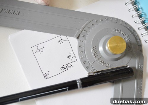 Mastering Crown Molding Installation 10 Sketch of bedroom with angle measurements marked