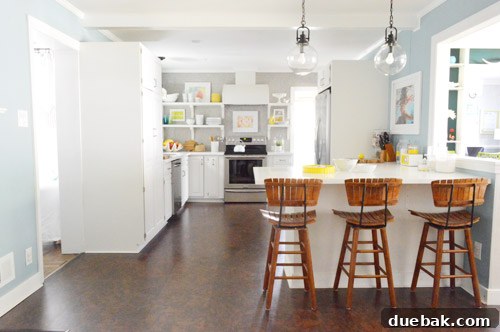 Painting Our Kitchen Soft Blue Colorado Gray 12 Kitchen flow to adjacent rooms