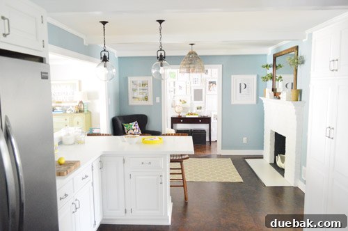 Painting Our Kitchen Soft Blue Colorado Gray 7 Close-up of new blue kitchen wall paint