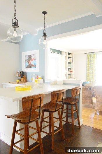 Painting Our Kitchen Soft Blue Colorado Gray 9 Kitchen view after new paint