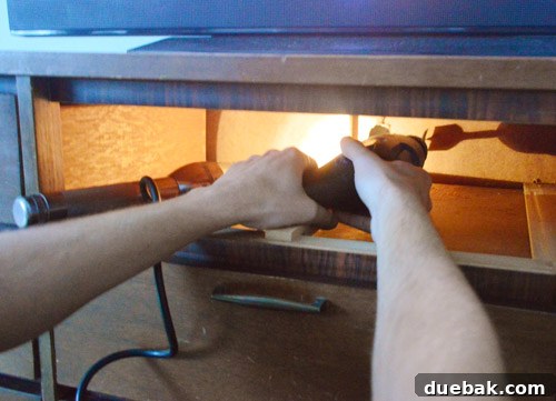 Drilling ventilation holes in the back of the drawer for cable box