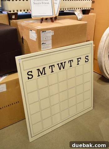 Functional dry erase calendar board found at the outlet