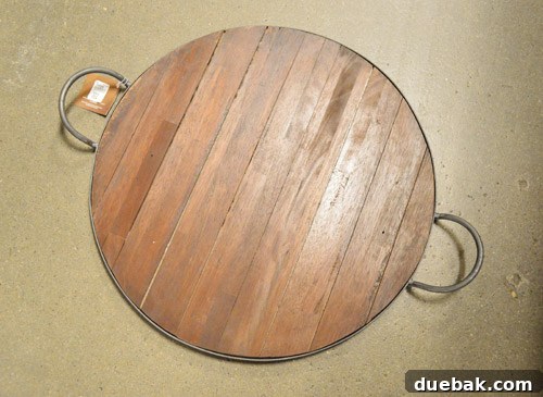 Oversized wine barrel tray, perfect for a rustic dining table centerpiece