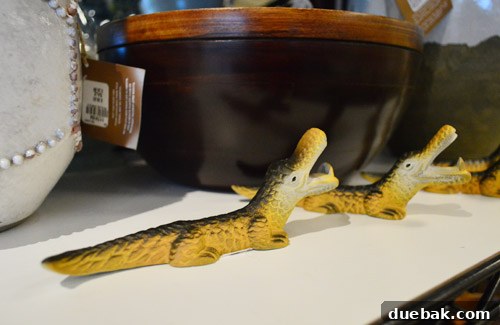 Two charming alligator figurines for sale at Pottery Barn Outlet