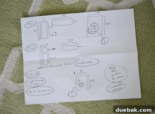 Detailed sketch showing wood and tile elements of fireplace design
