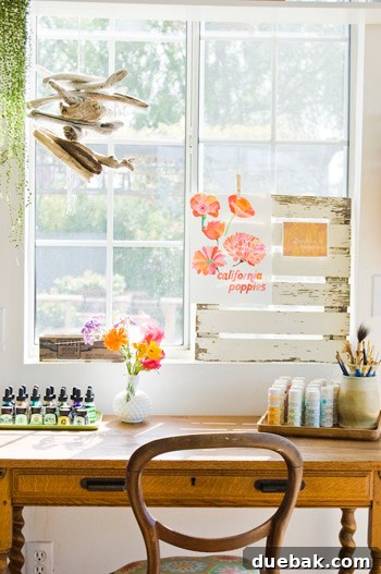 Crashing into Quaintness: The Vine-Covered Home 9 Bonnie's painting desk with an inspiring view