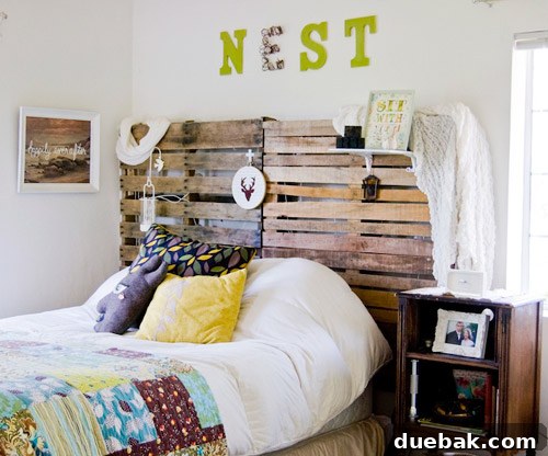 Crashing into Quaintness: The Vine-Covered Home 10 Bonnie's serene bedroom with DIY headboard and handmade quilt