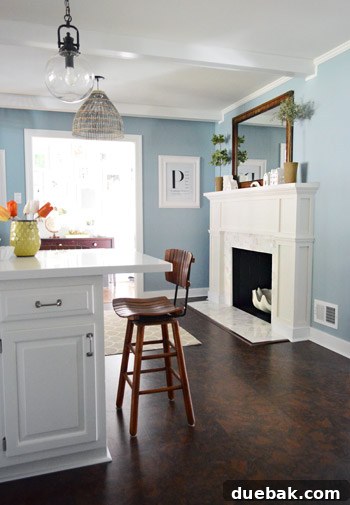 Our $200 Marble Fireplace Glow-Up 13 Final detailed shot of the renovated fireplace showing tile texture and mantel