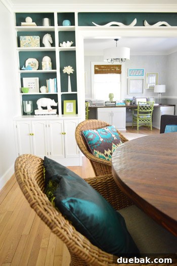 Office Oasis: Styling with Bamboo Window Treatments 2 Dining room view into an office with new bamboo blinds