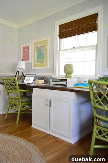 Office Oasis: Styling with Bamboo Window Treatments 5 Full view of the office with new bamboo blinds