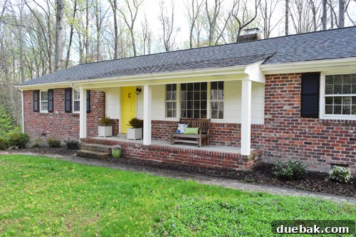 Transforming Curved Porch Columns with a Boxed Design 2 Finished modern square porch columns on a mid-century ranch house exterior