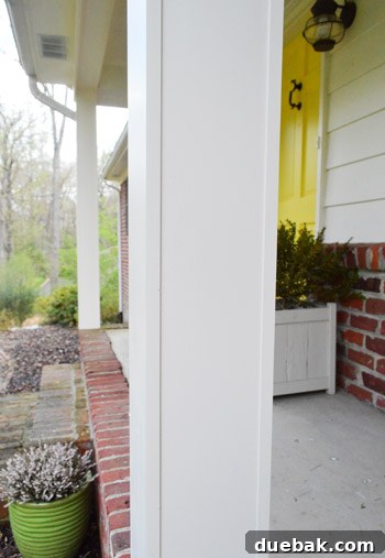 Transforming Curved Porch Columns with a Boxed Design 11 Architectural detail of the mid-century modern porch column