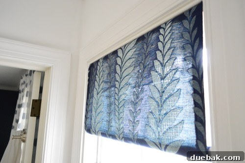 Finished DIY no-sew window shade installed