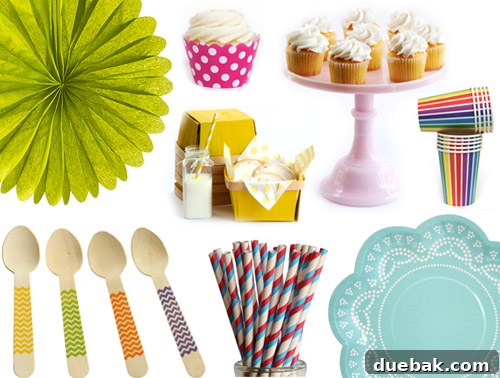 Ultimate Party Freebie 2 Elegant party supplies from SmashCake And Co, including colorful straws and cake stands.