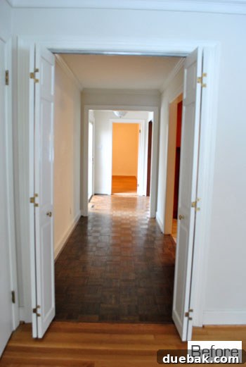 Big hallway with a gallery wall and console table