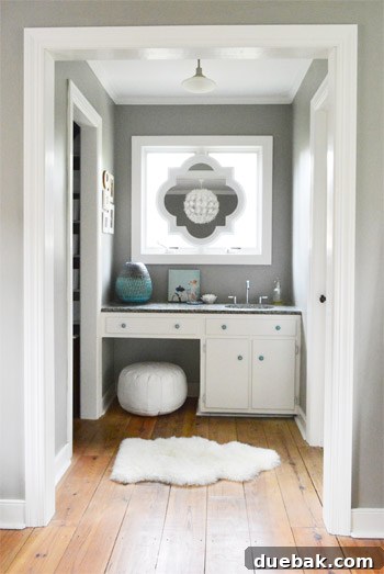 Close-up of the sink nook vanity
