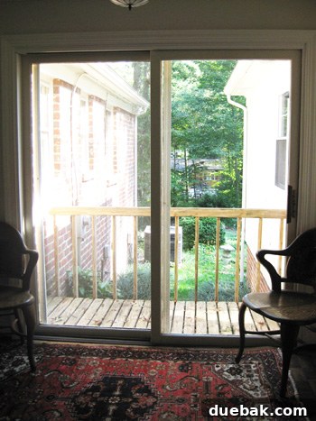 Newly constructed deck with outdoor dining furniture