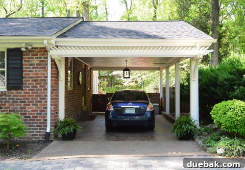 Detailed view of the carport pergola