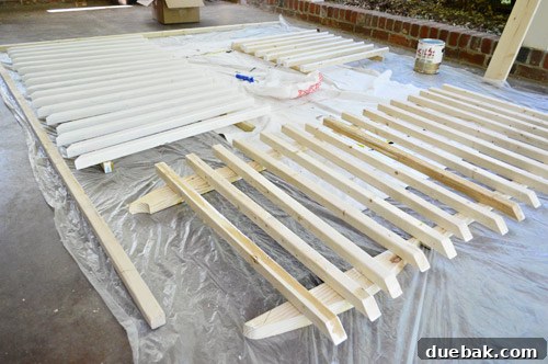 Preparing and painting pergola lath strips