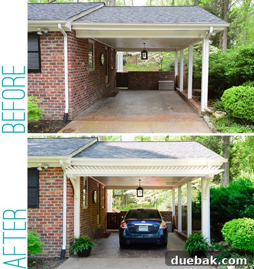 Completed carport pergola adding style to the home